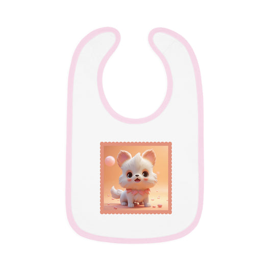 Baby Contrast Trim Jersey Bib Dog 2