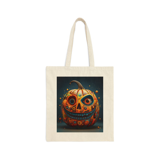 Cotton Canvas Tote Bag Punkin' and Ghosty