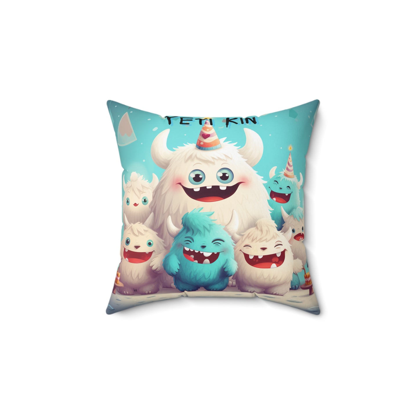 Spun Polyester Square Pillow Rompus... Yeti Kin