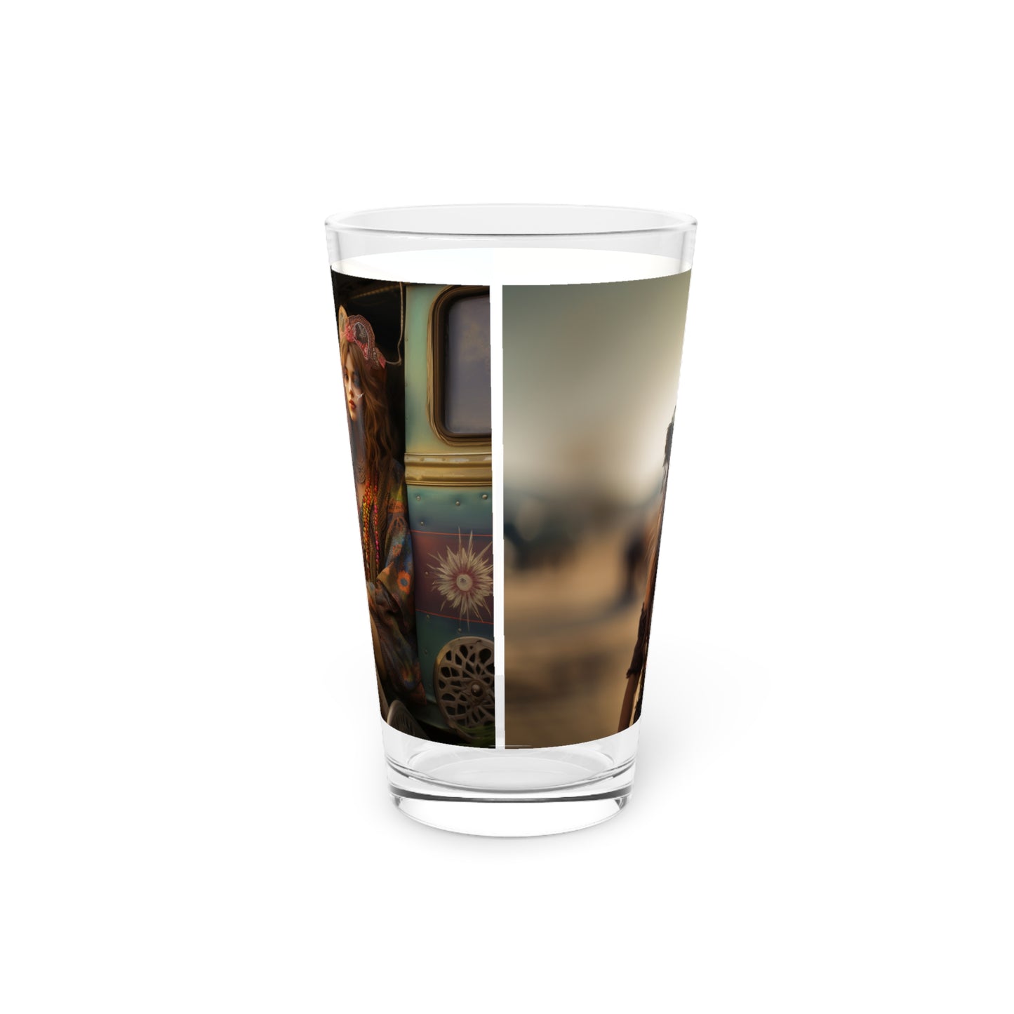 Pint Glass, 16oz Cowgirl & Hippie Girls