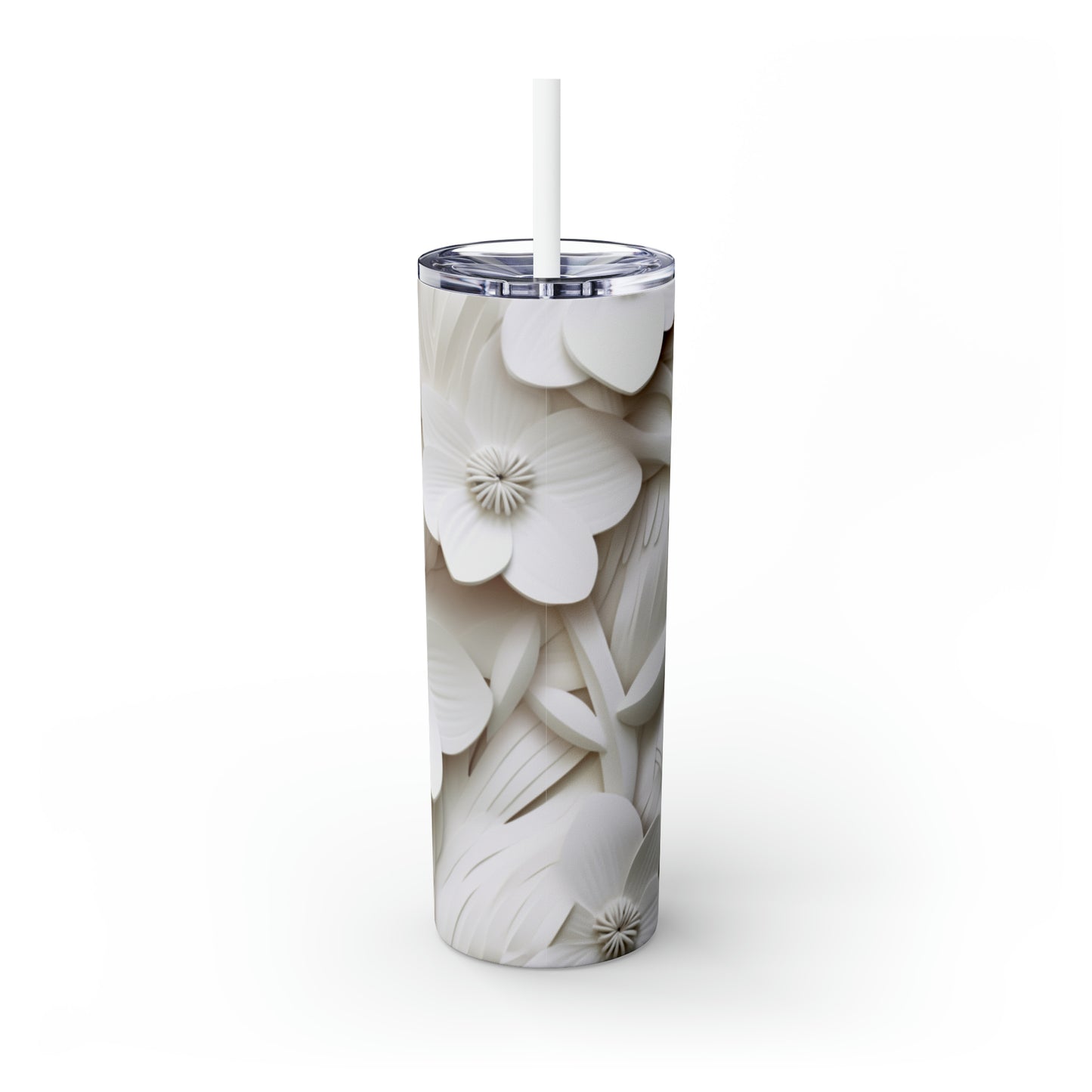 Skinny Tumbler with Straw, 20oz Magnolia