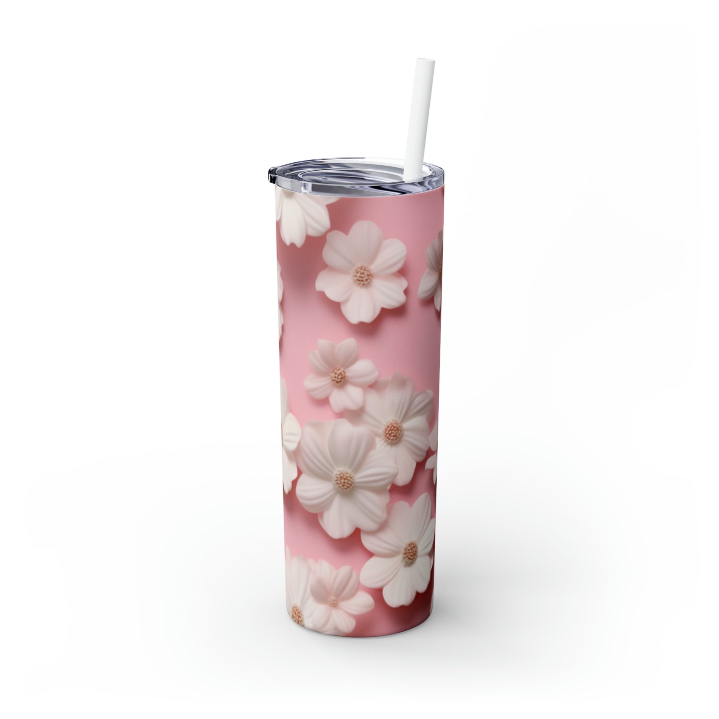 Skinny Tumbler with Straw, Spanish Needles Flower