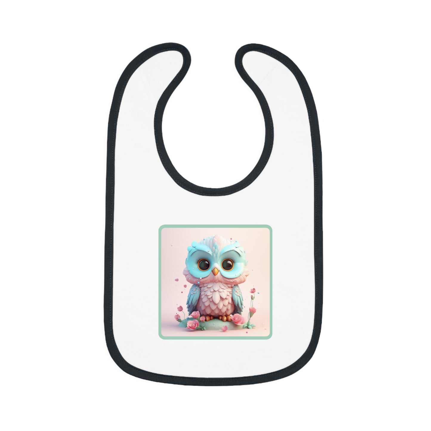 Baby Contrast Trim Jersey Bib Owl 4