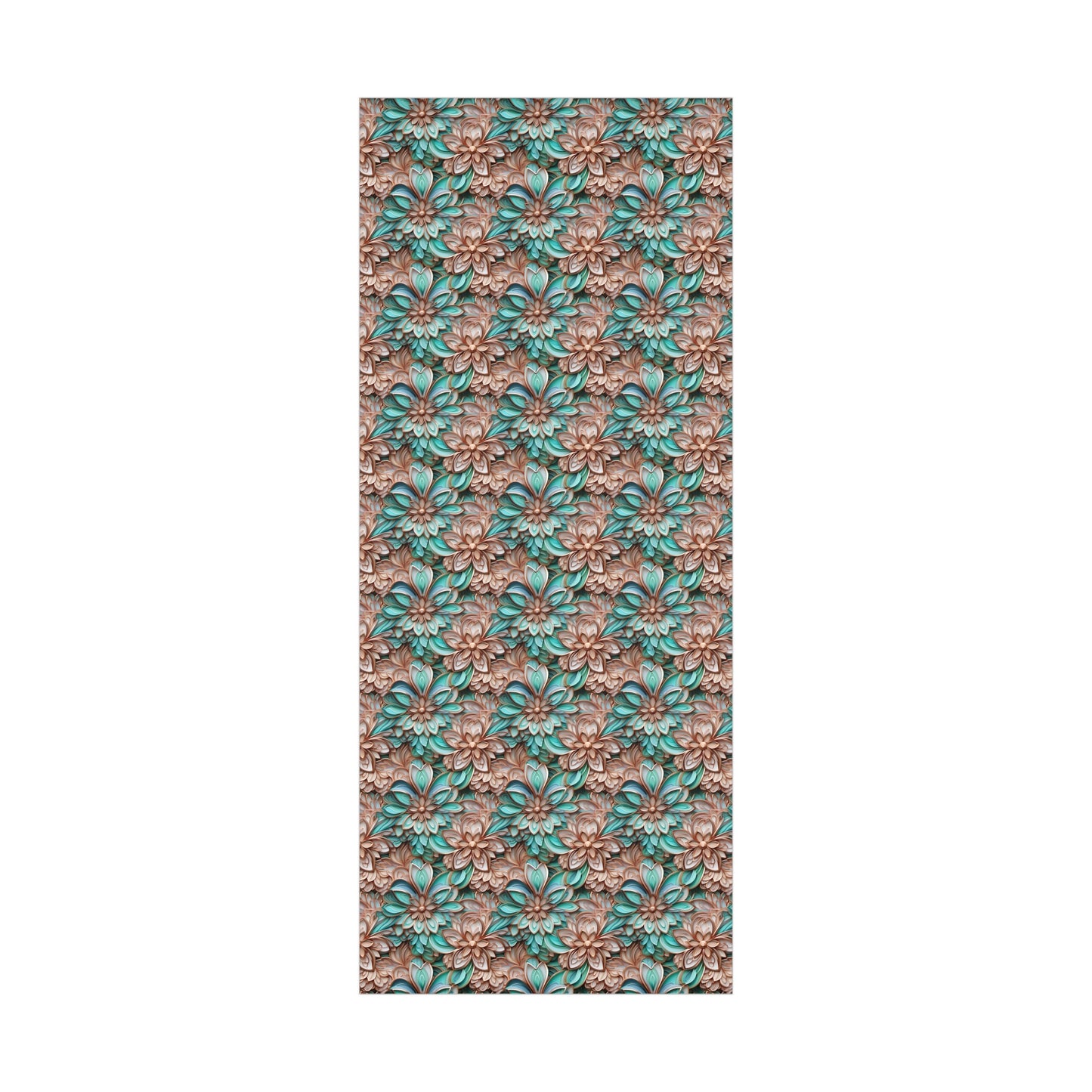 Gift Wrap Papers Rose Gold and Turquoise Cloisonne Flowers