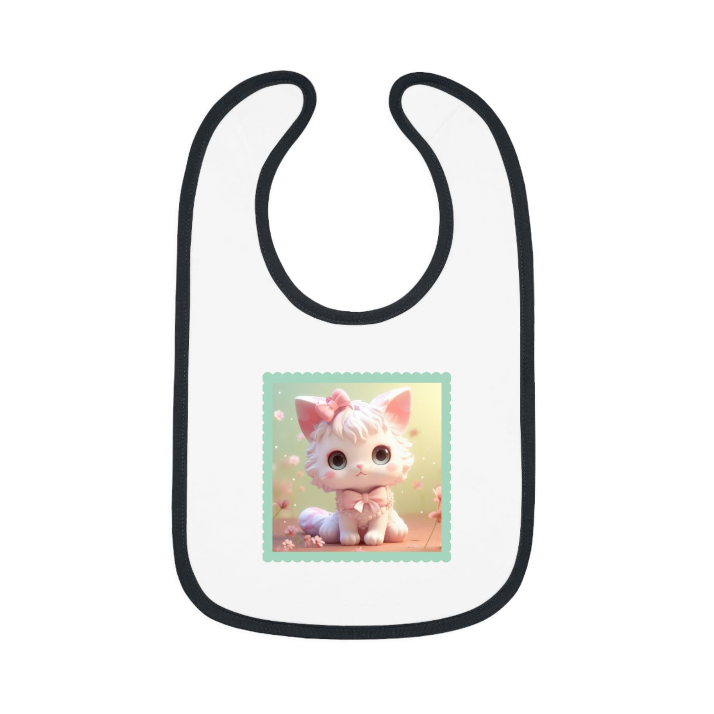 Baby Contrast Trim Jersey Bib Cat 1