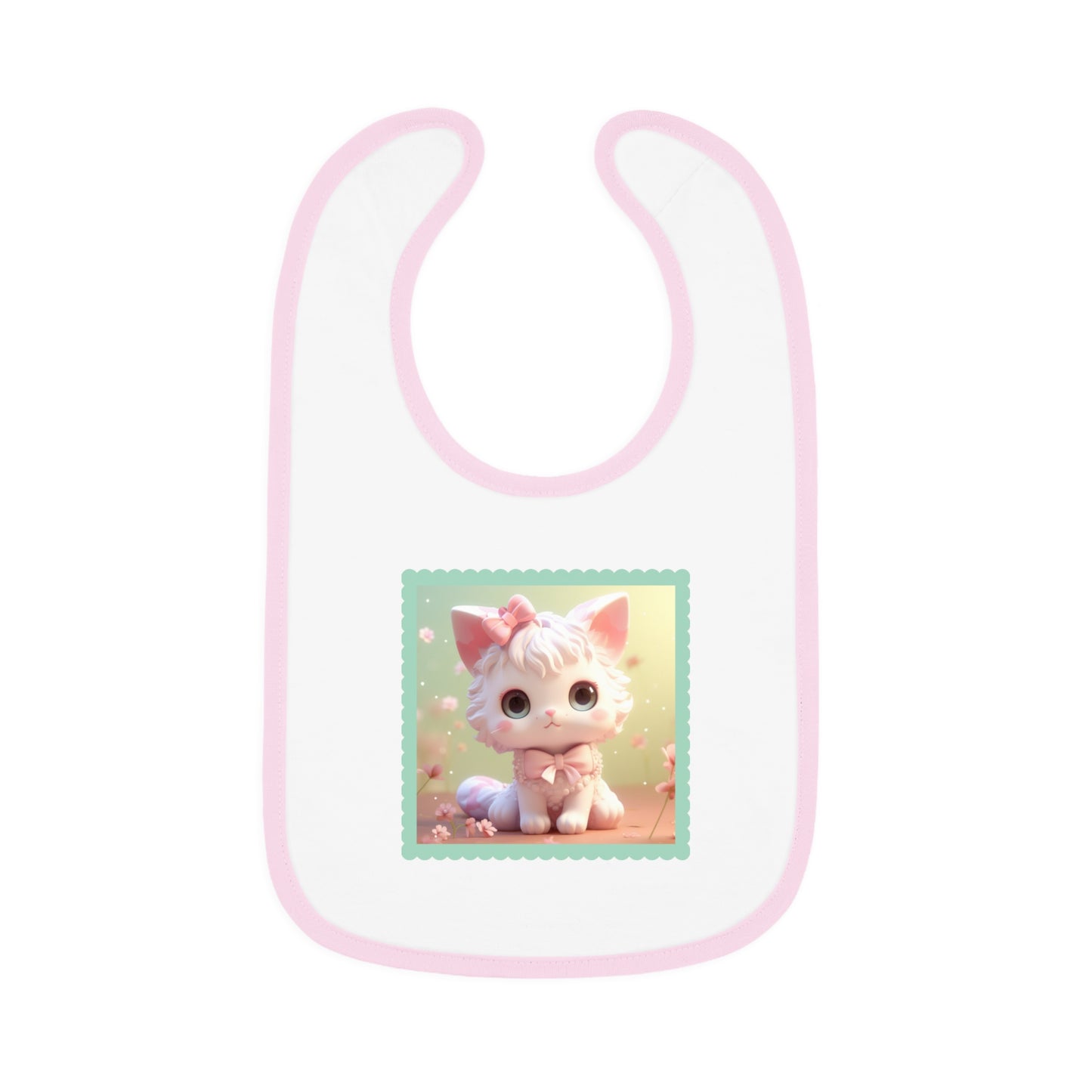 Baby Contrast Trim Jersey Bib Cat 1