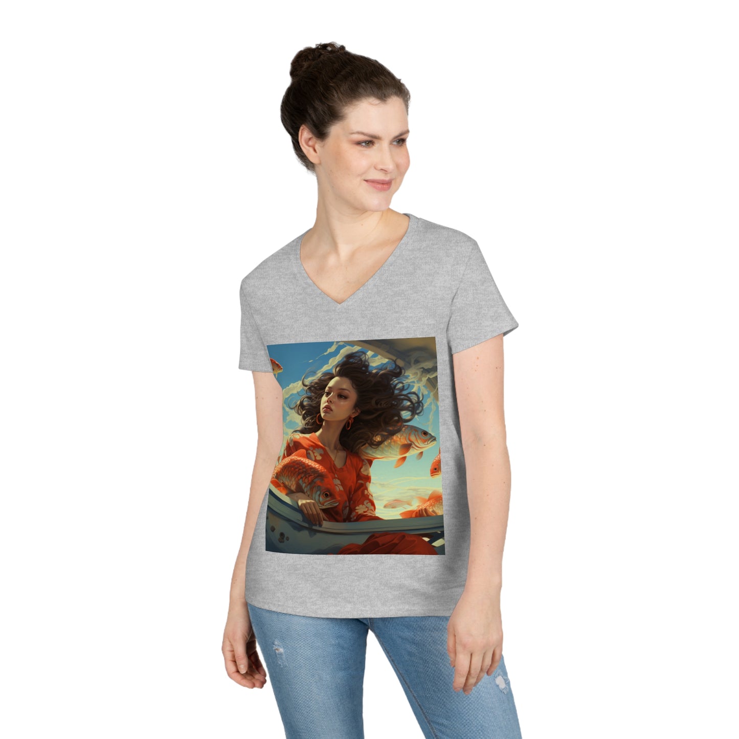 Camiseta mujer con cuello de pico Cool Fish