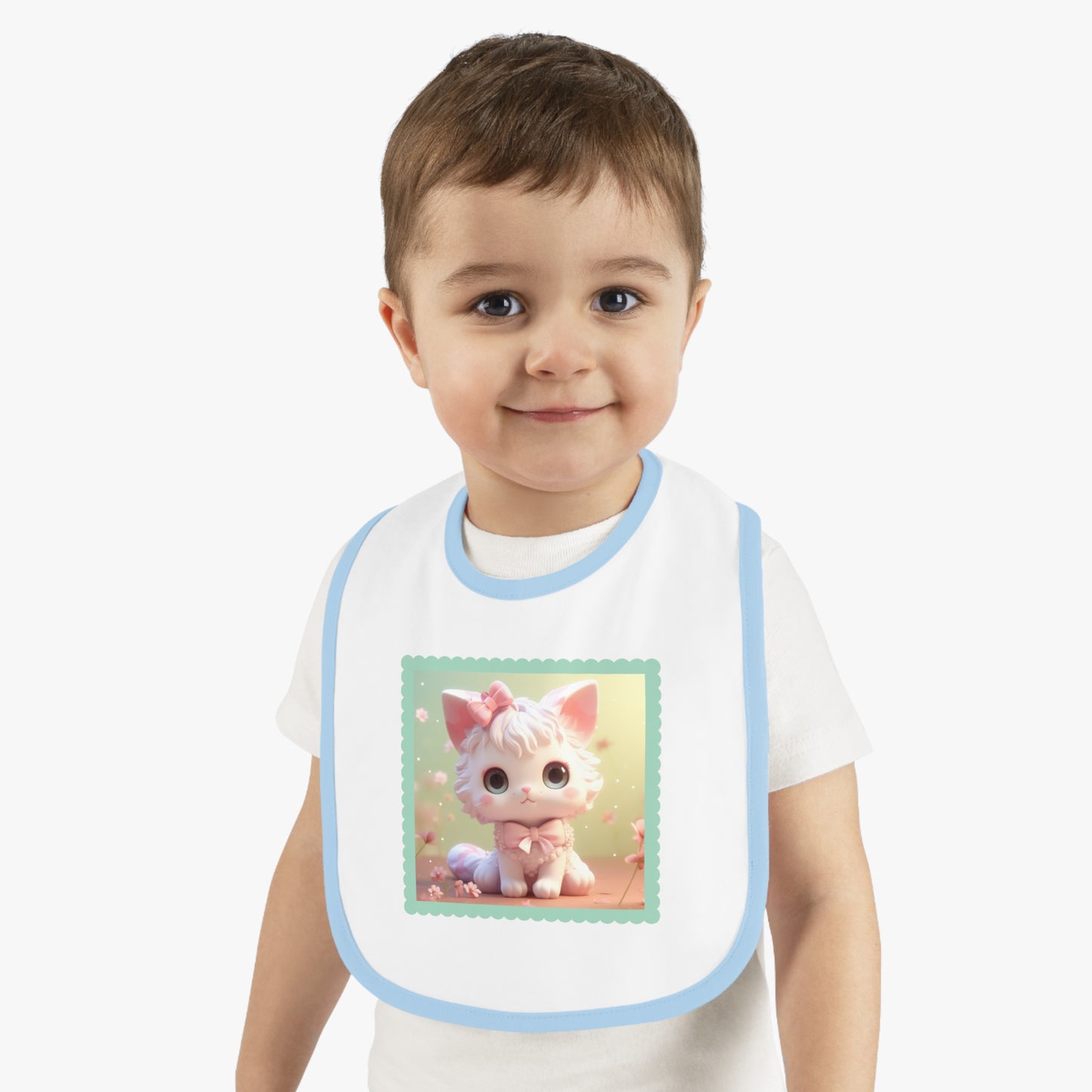 Baby Contrast Trim Jersey Bib Cat 1