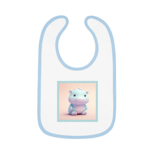 Baby Contrast Trim Jersey Bib Hippo 1