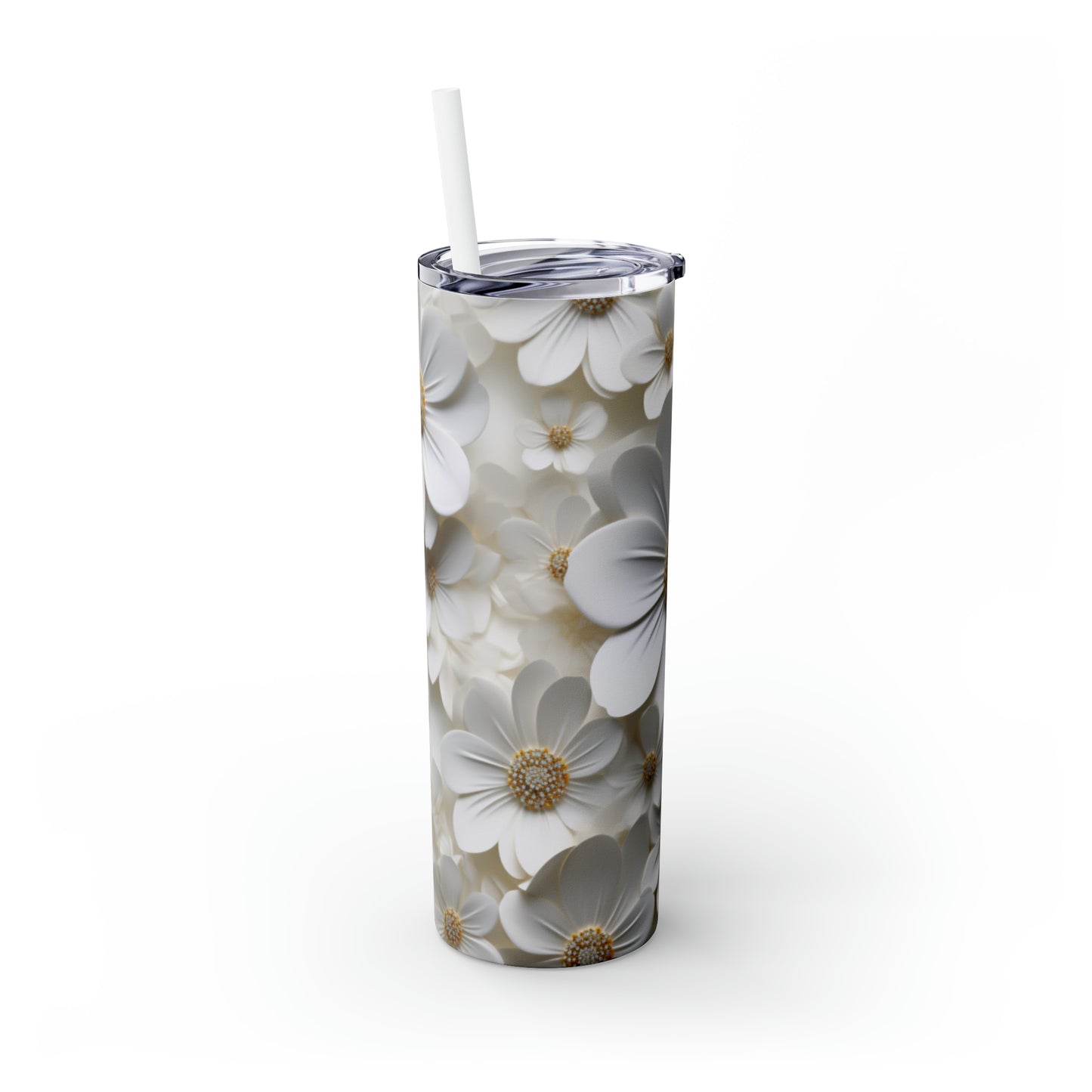 Skinny Tumbler with Straw, Daisy