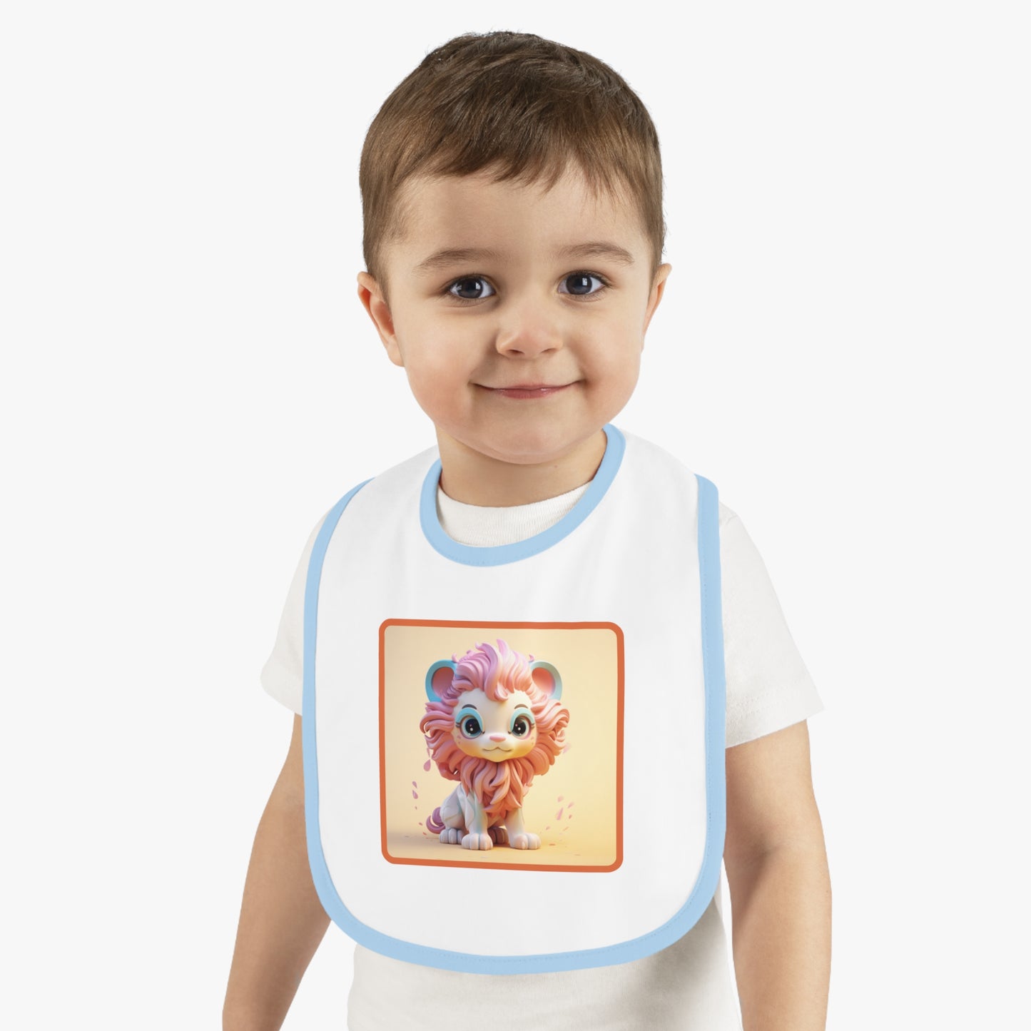 Baby Contrast Trim Jersey Bib Lion 3