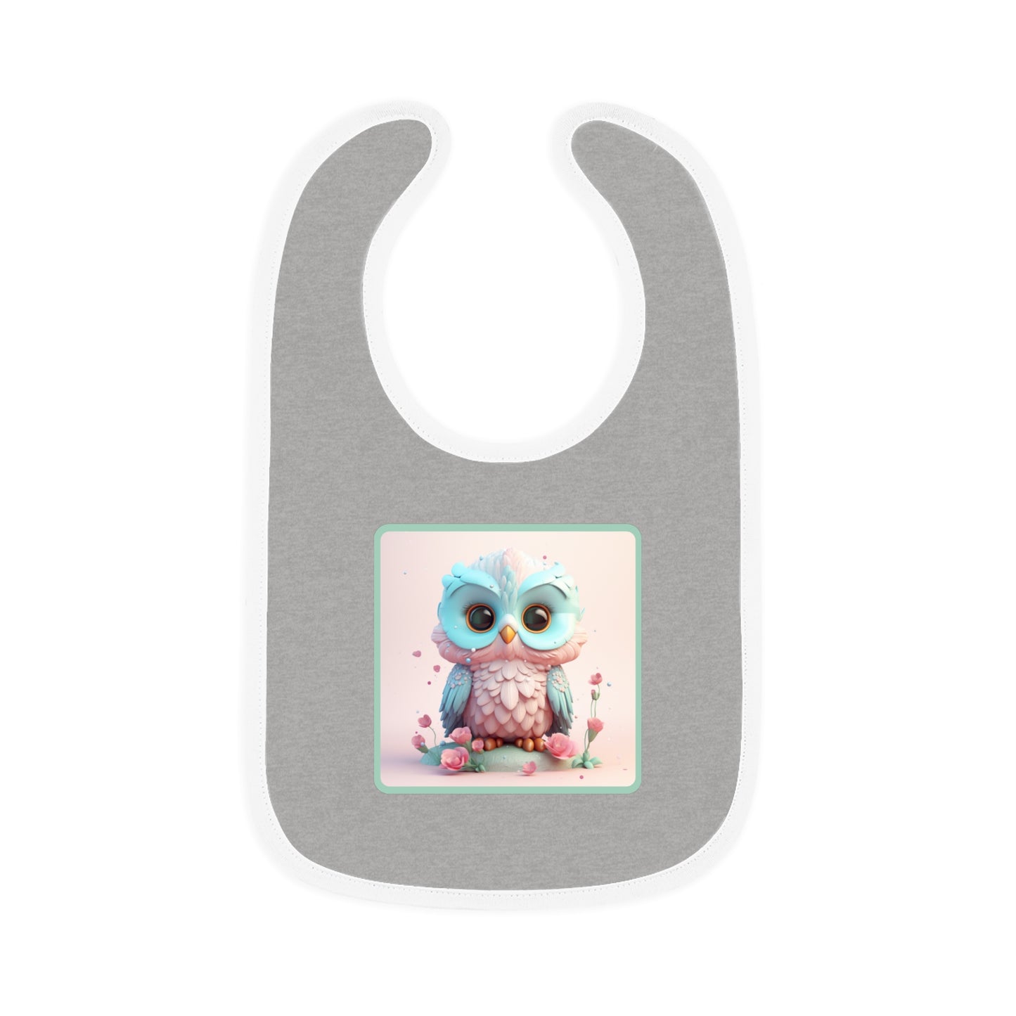 Baby Contrast Trim Jersey Bib Owl 4