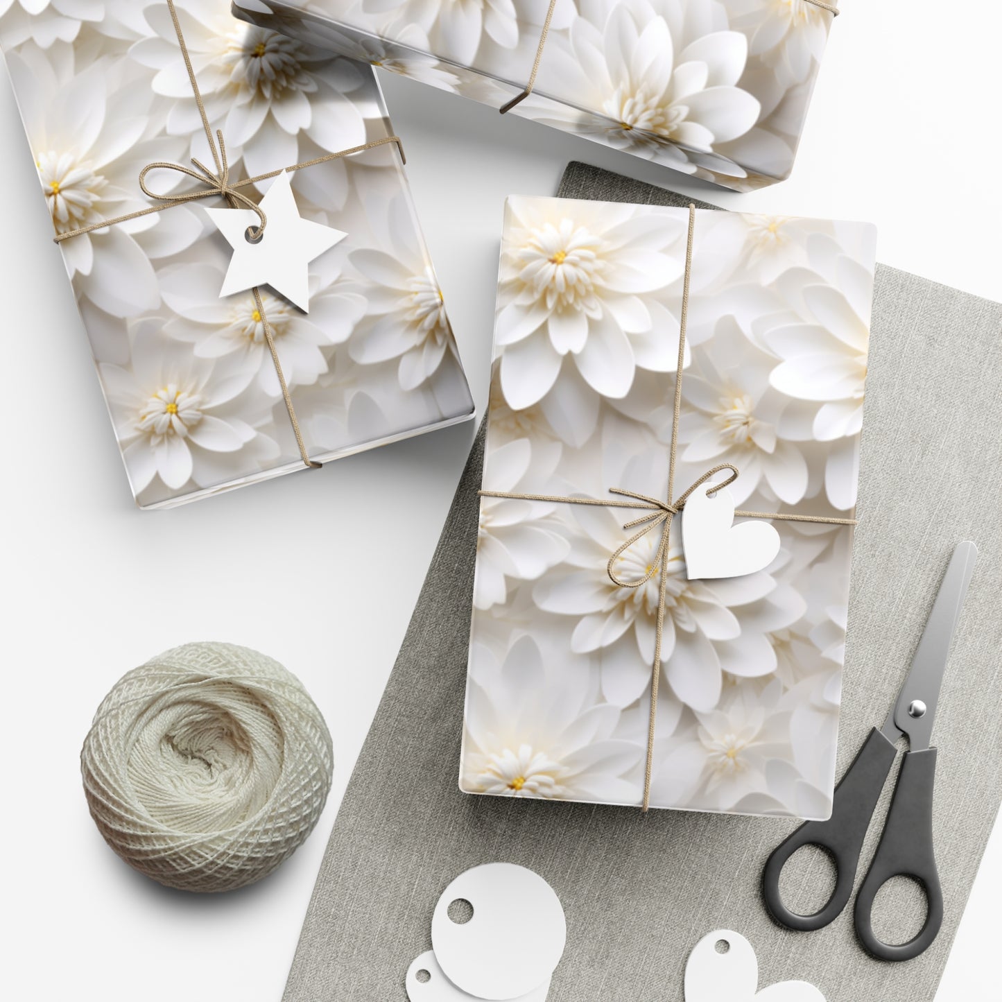 Gift Wrap Papers White Dahlia