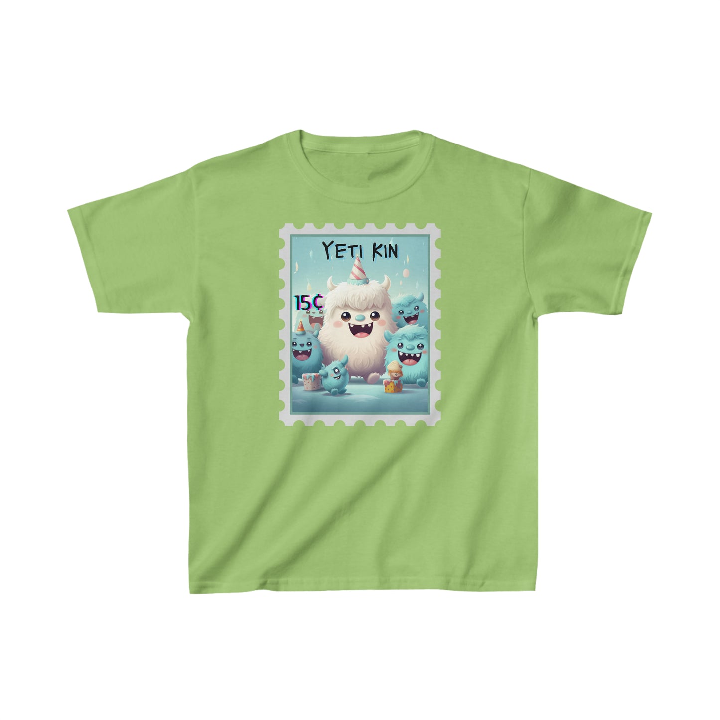 Kids Heavy Cotton™ Tee Yeti Kin Party 8 Postage