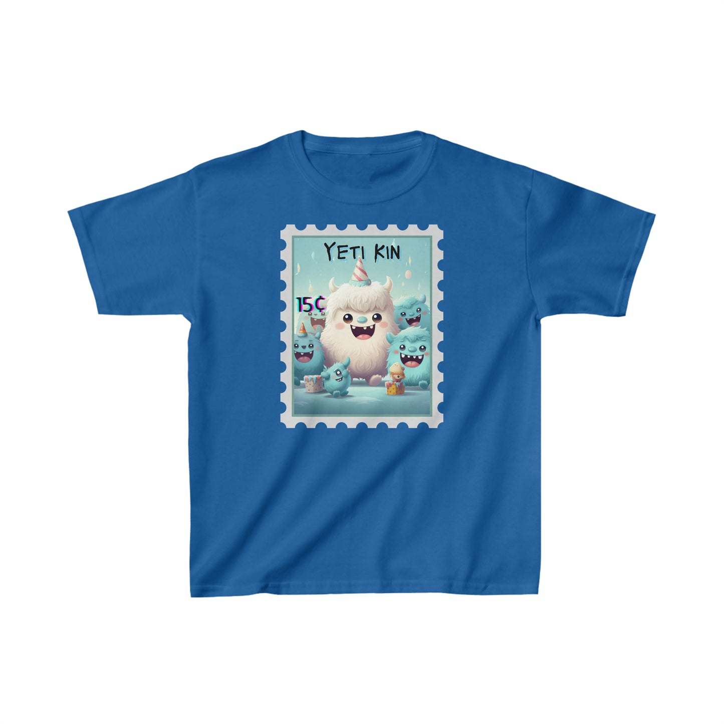 Kids Heavy Cotton™ Tee Yeti Kin Party 8 Postage