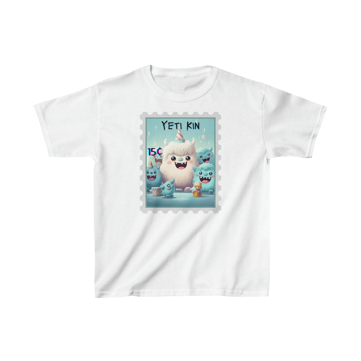 Kids Heavy Cotton™ Tee Yeti Kin Party 8 Postage