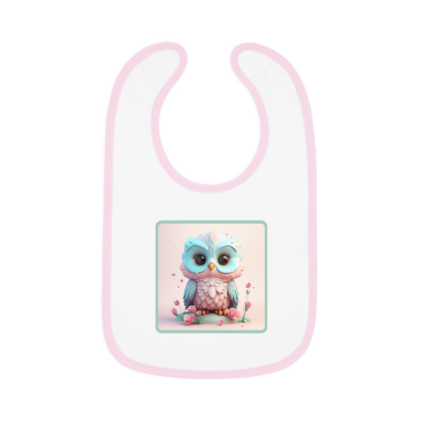 Baby Contrast Trim Jersey Bib Owl 4