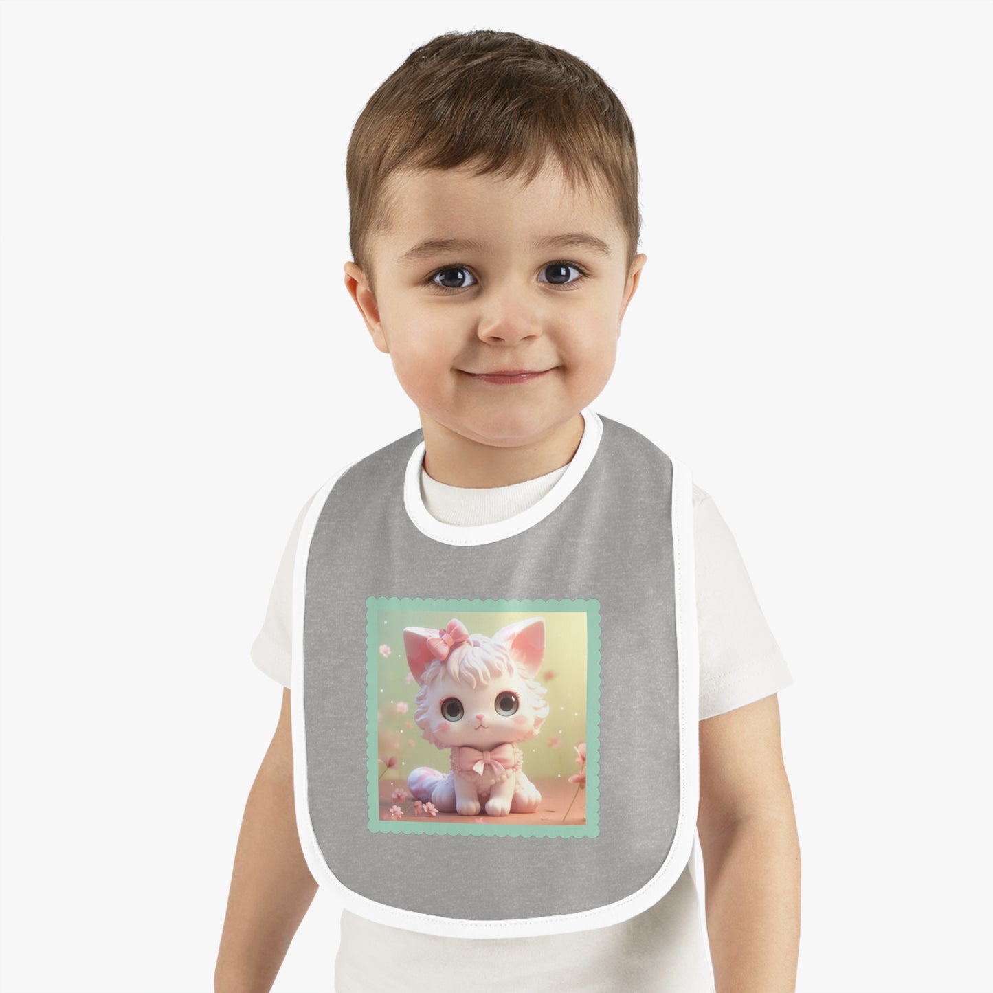 Baby Contrast Trim Jersey Bib Cat 1