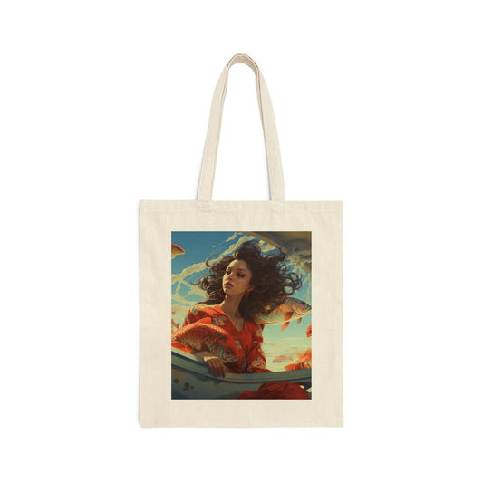 Cotton Canvas Tote Bag Cool Fish