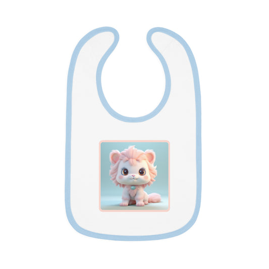 Baby Contrast Trim Jersey Bib Lion 1