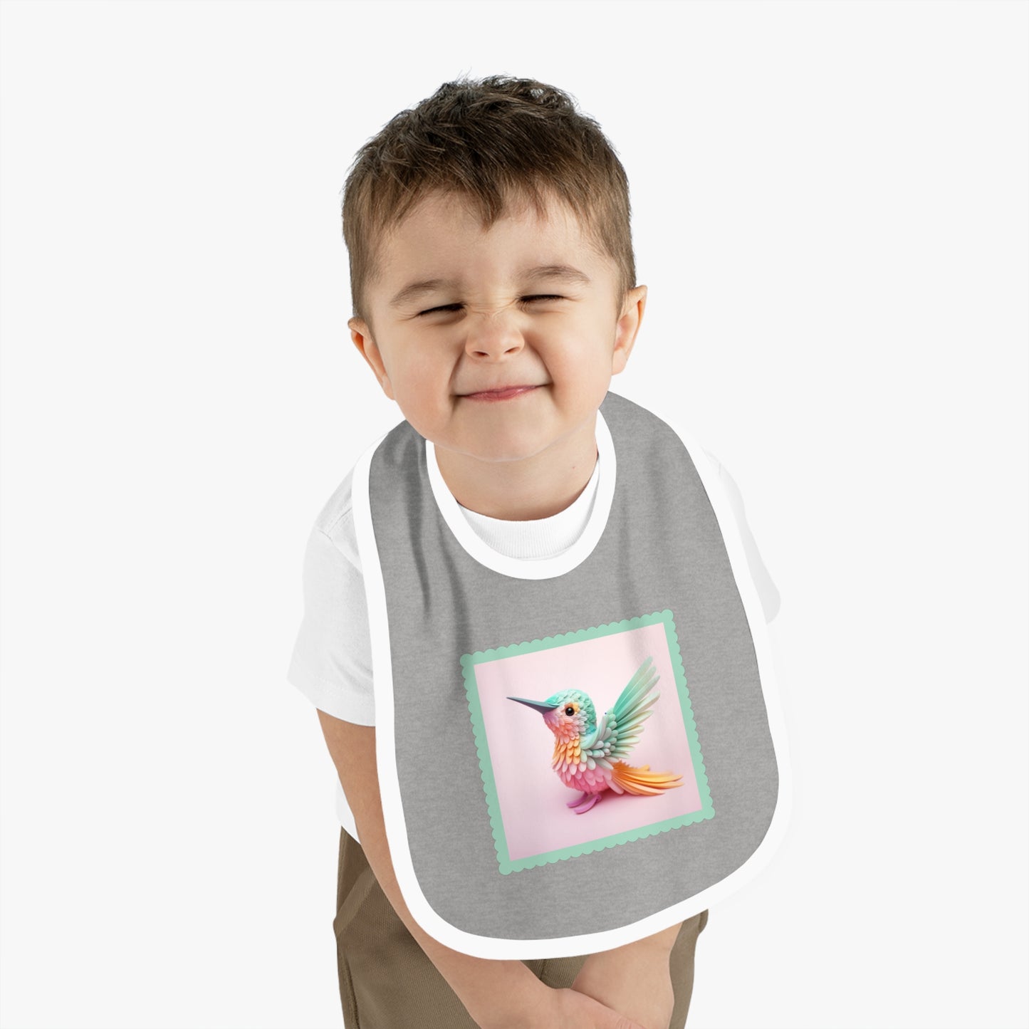 Baby Contrast Trim Jersey Bib Hummingbird 2