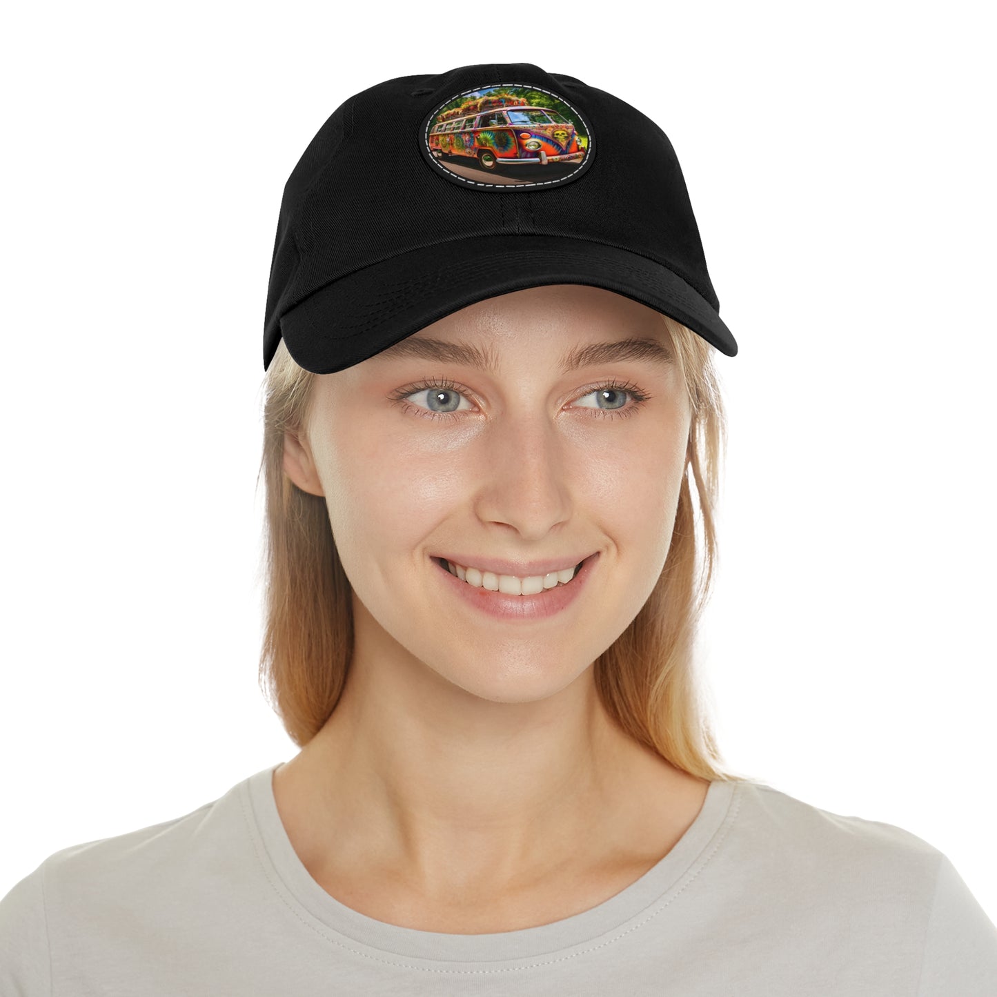 Dad Hat with Leather Patch (Round) Hippie Van