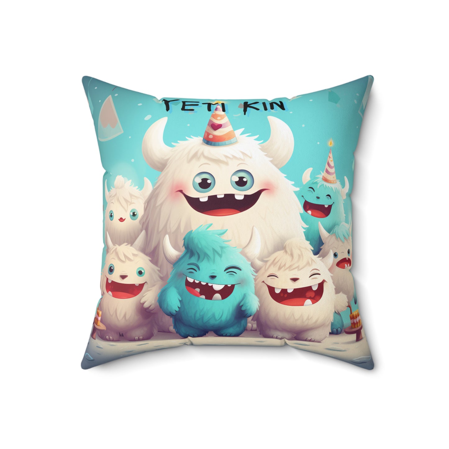 Spun Polyester Square Pillow Rompus... Yeti Kin