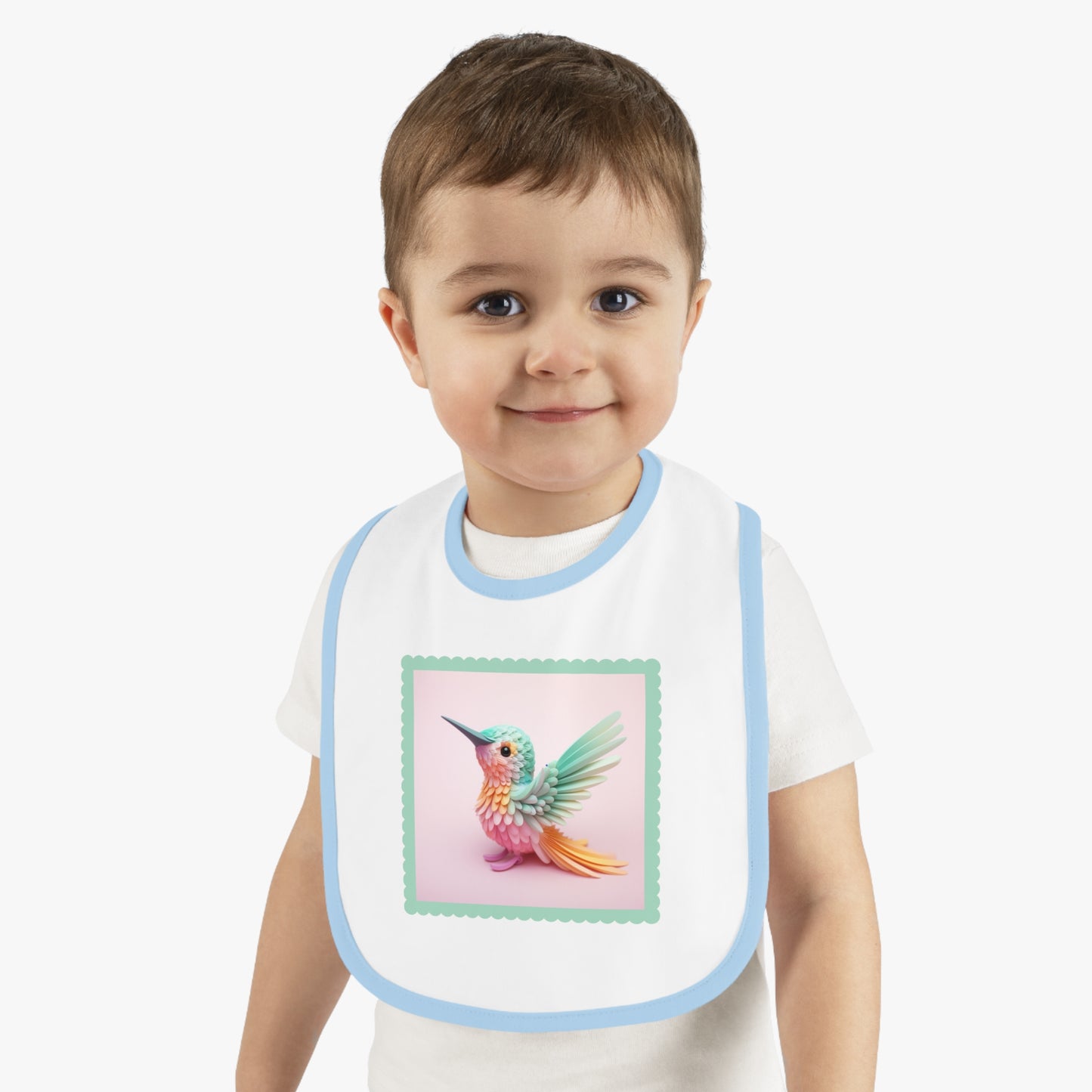 Baby Contrast Trim Jersey Bib Hummingbird 2