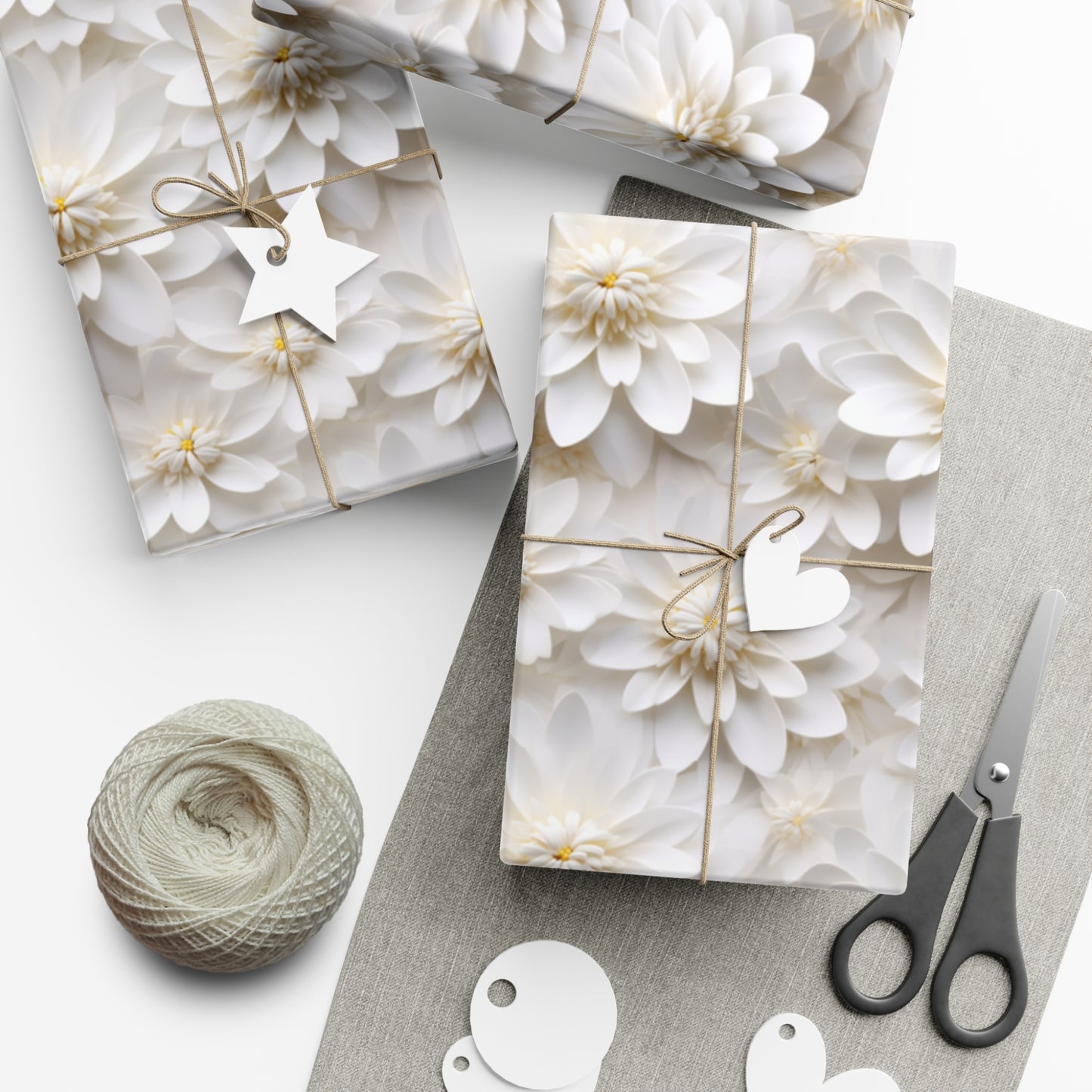 Gift Wrap Papers White Dahlia