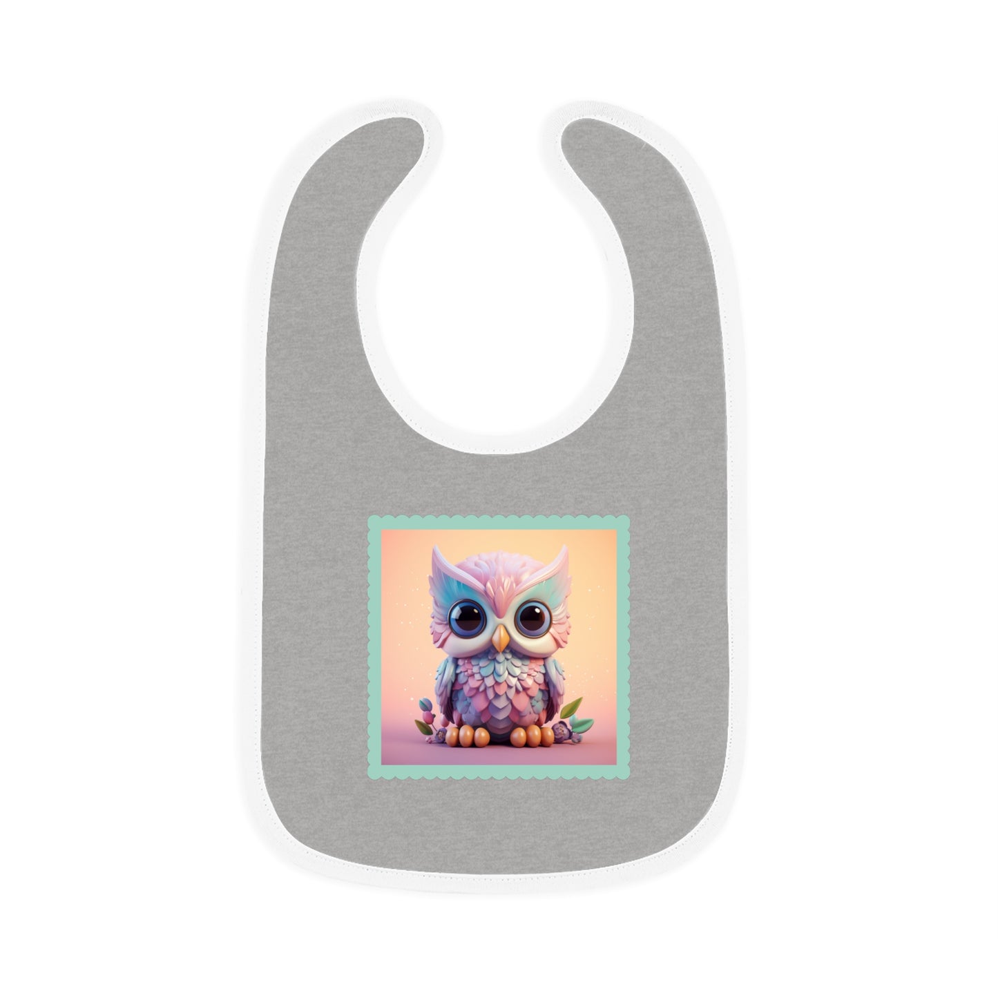 Baby Contrast Trim Jersey Bib Owl 3