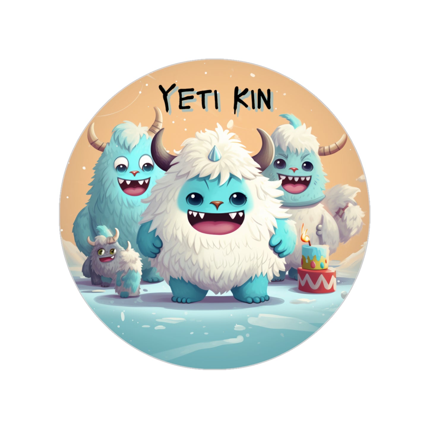 Transparent Outdoor Stickers, Round, 1pcs Yeti Kin Party 5