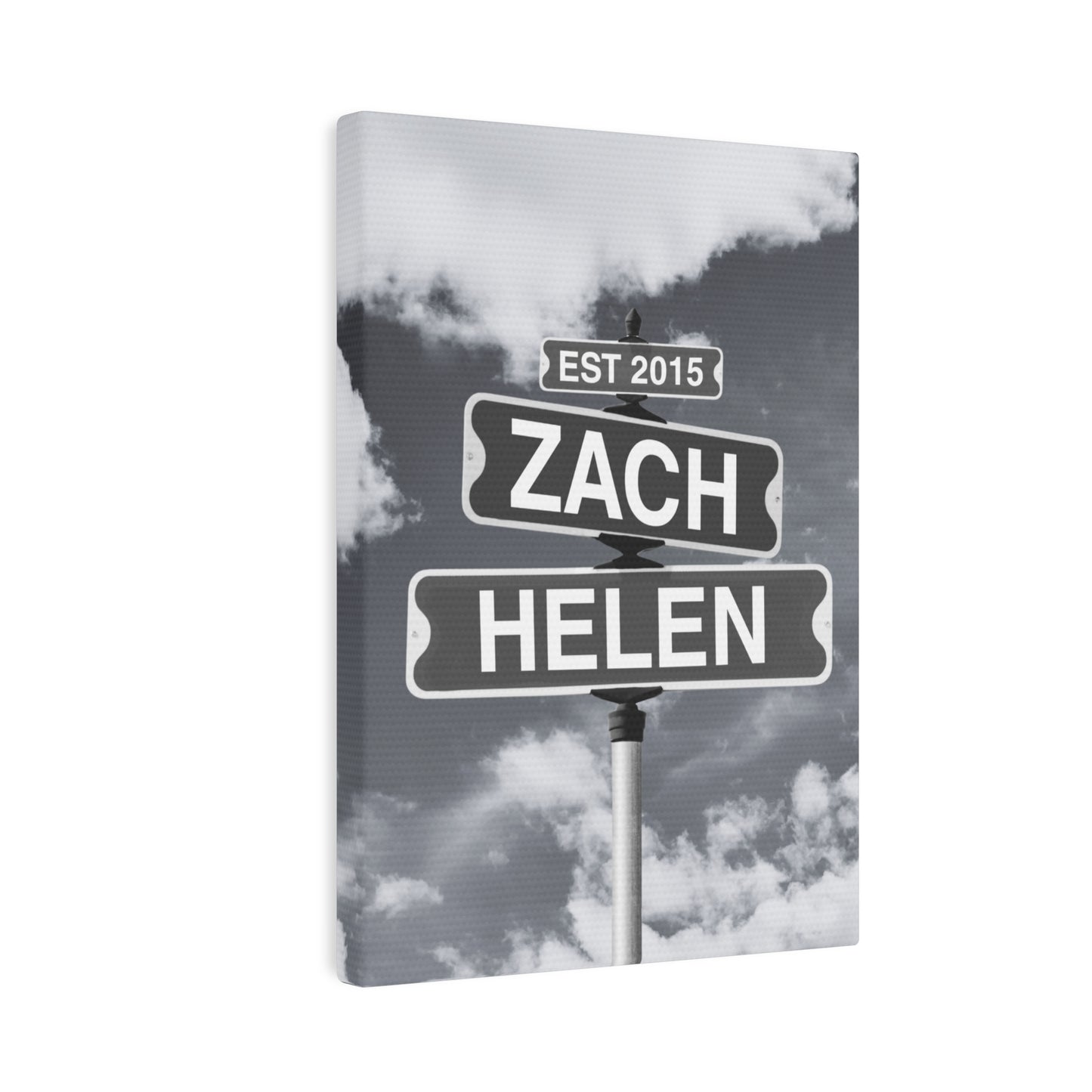 Vintage Street Sign Black & White Personalized Canvas Art