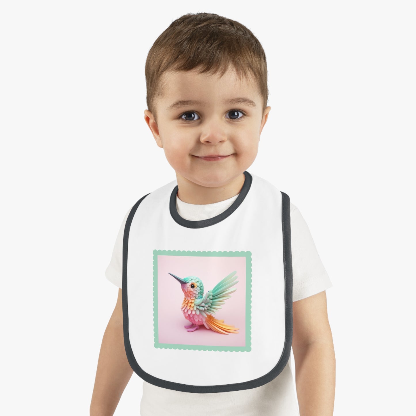 Baby Contrast Trim Jersey Bib Hummingbird 2