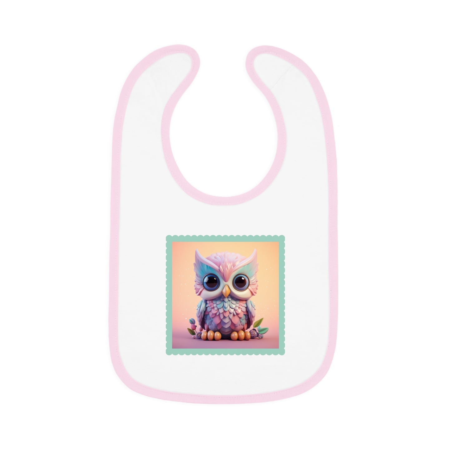 Baby Contrast Trim Jersey Bib Owl 3