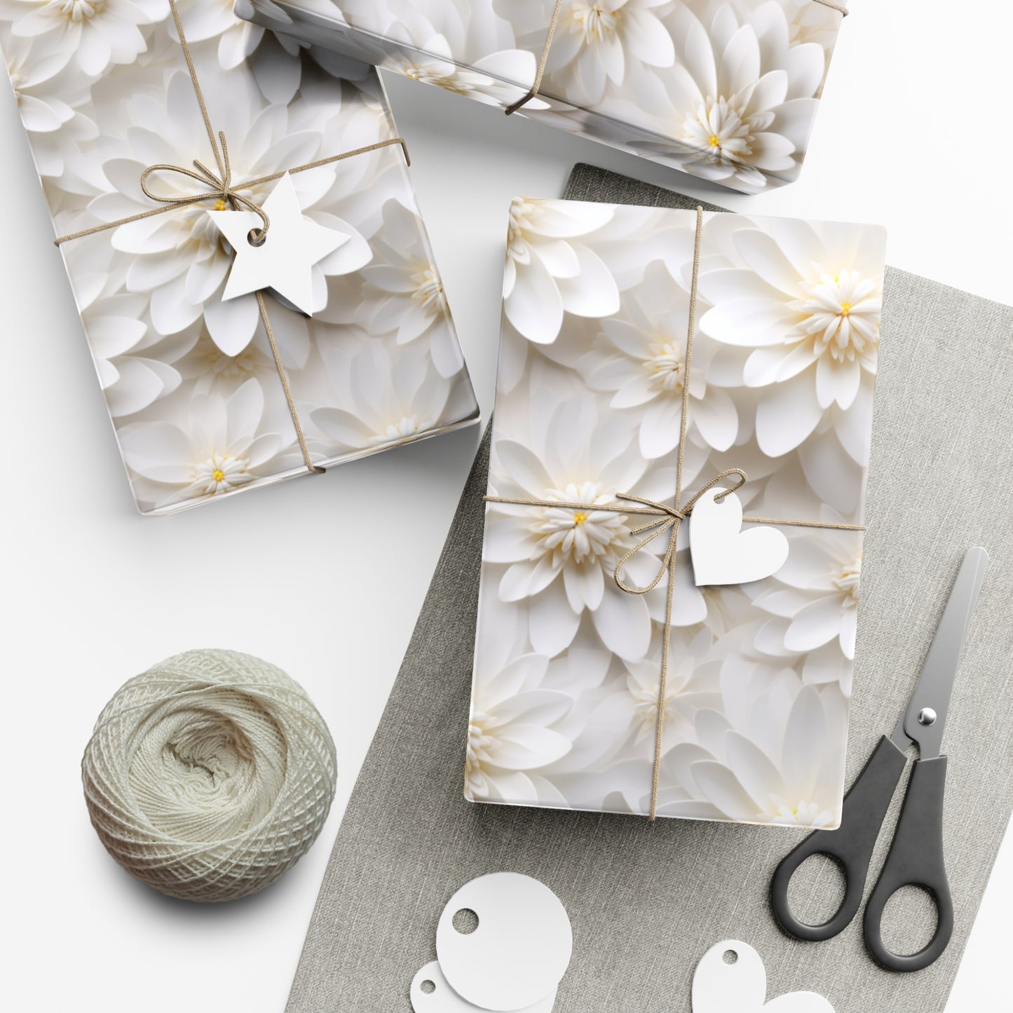 Gift Wrap Papers White Dahlia