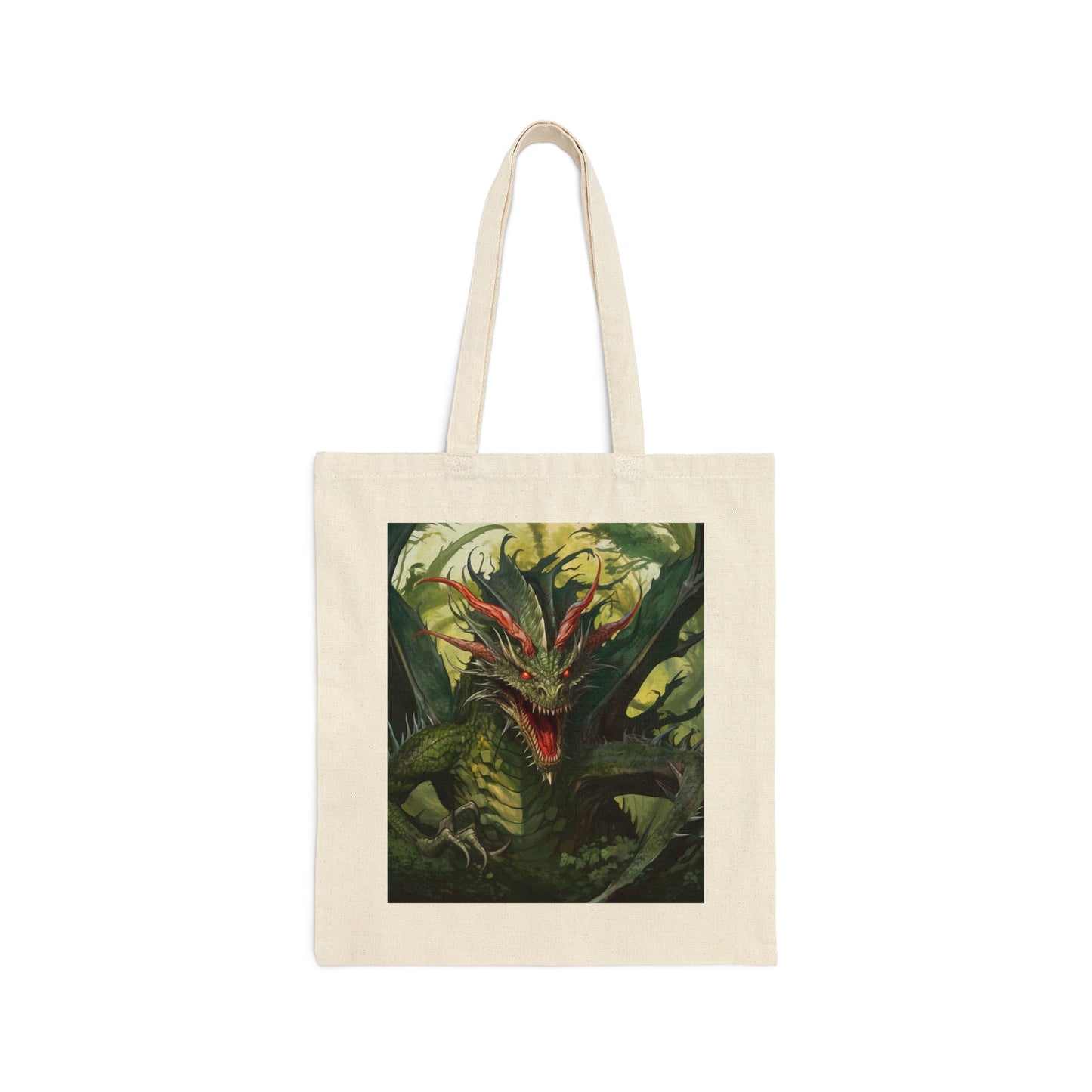 Cotton Canvas Tote Bag Jabberwocky Dragon (both sides)