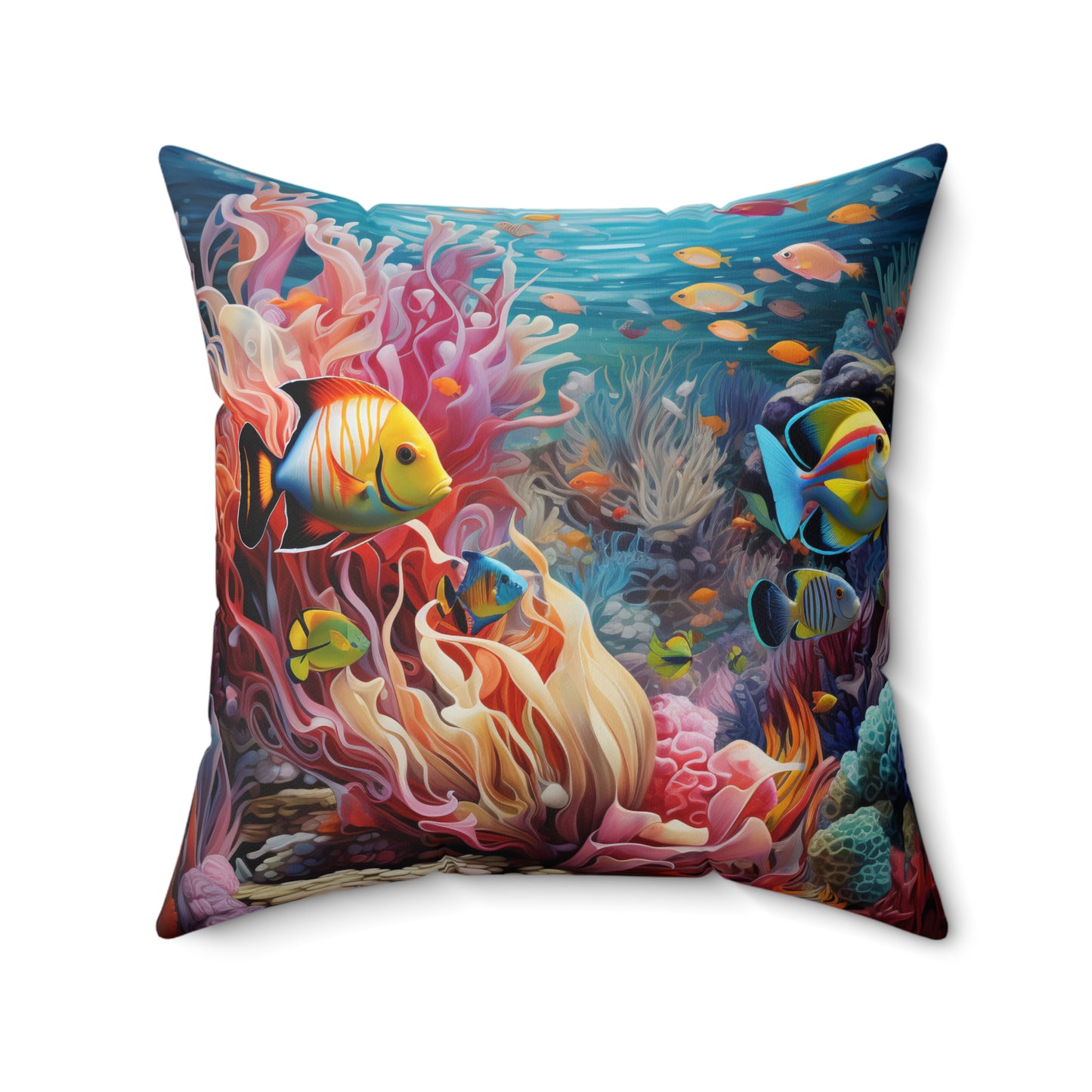 Spun Polyester Square Pillow Coral Reefer