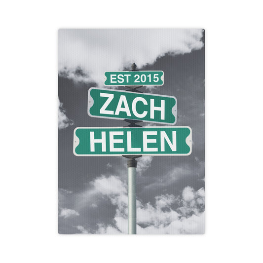 Vintage Street Sign Color Pop Black & White Personalized Canvas Art