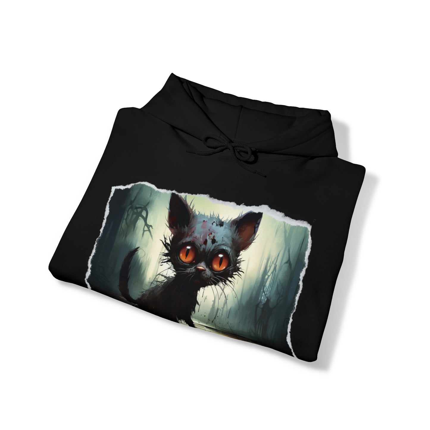 Mens and Womens Spooky Zombie Black Cat Halloween Hoodie Sweatshirt