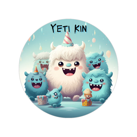 Transparent Outdoor Stickers, Round, 1pcs Yeti Kin Party 7