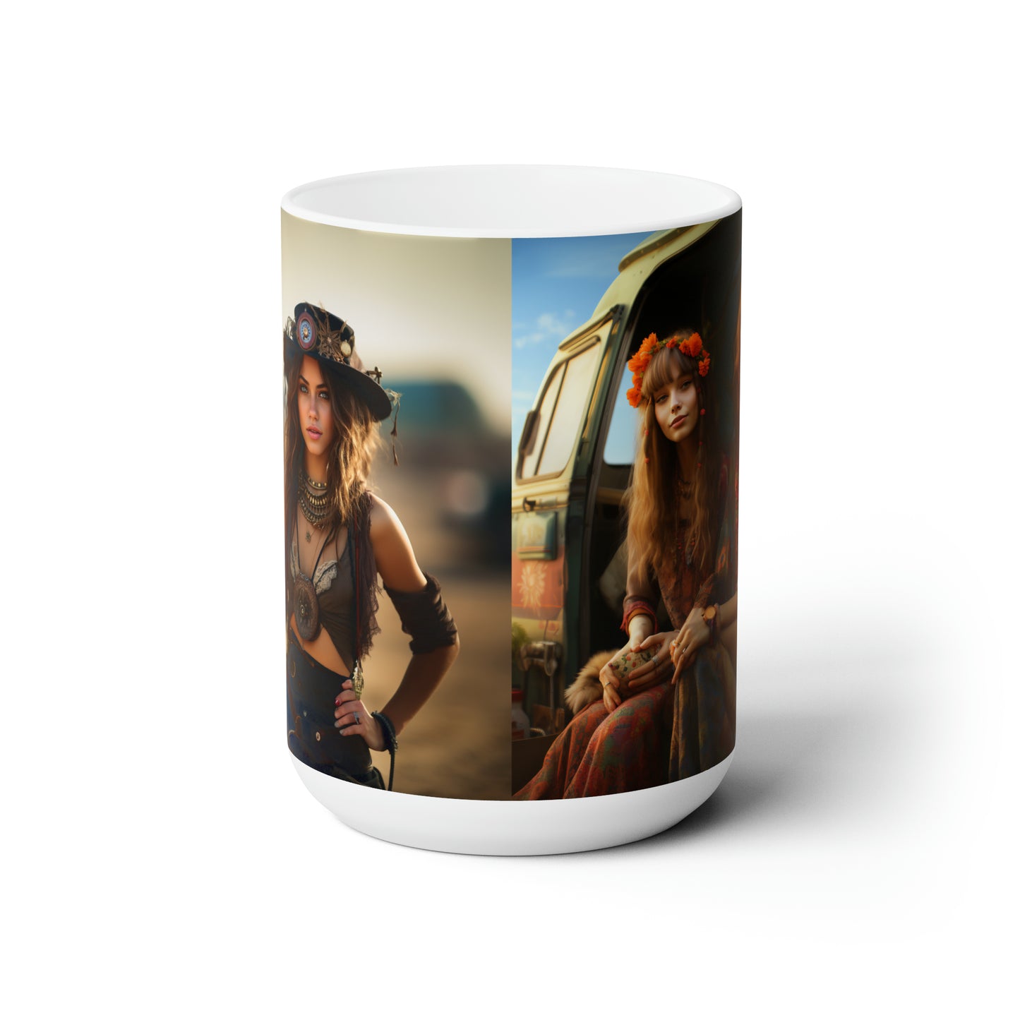 Ceramic Mug 15oz Cowgirl and Hippie Girls