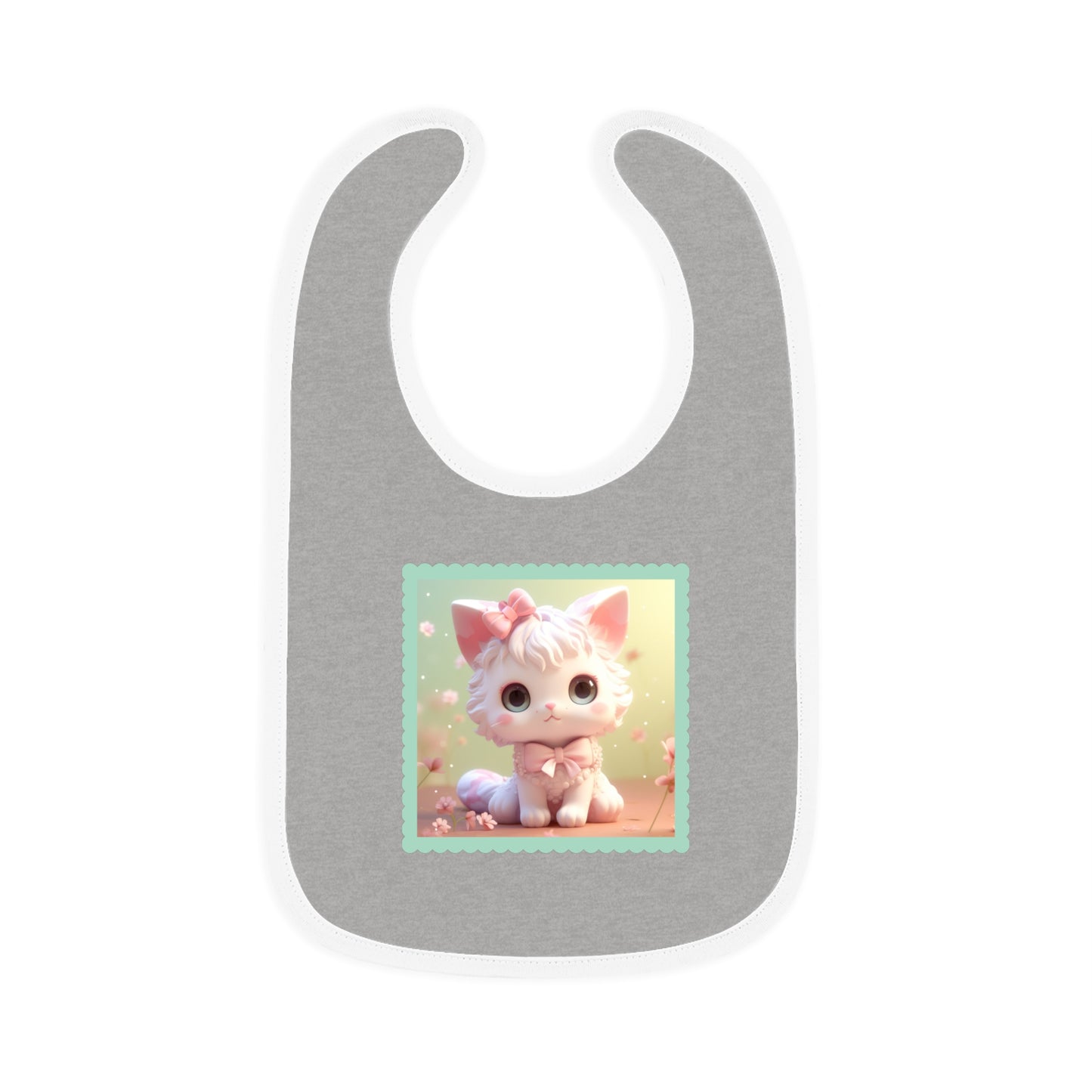 Baby Contrast Trim Jersey Bib Cat 1