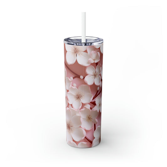 Skinny Tumbler with Straw, 20oz Almond Tree Blossoms