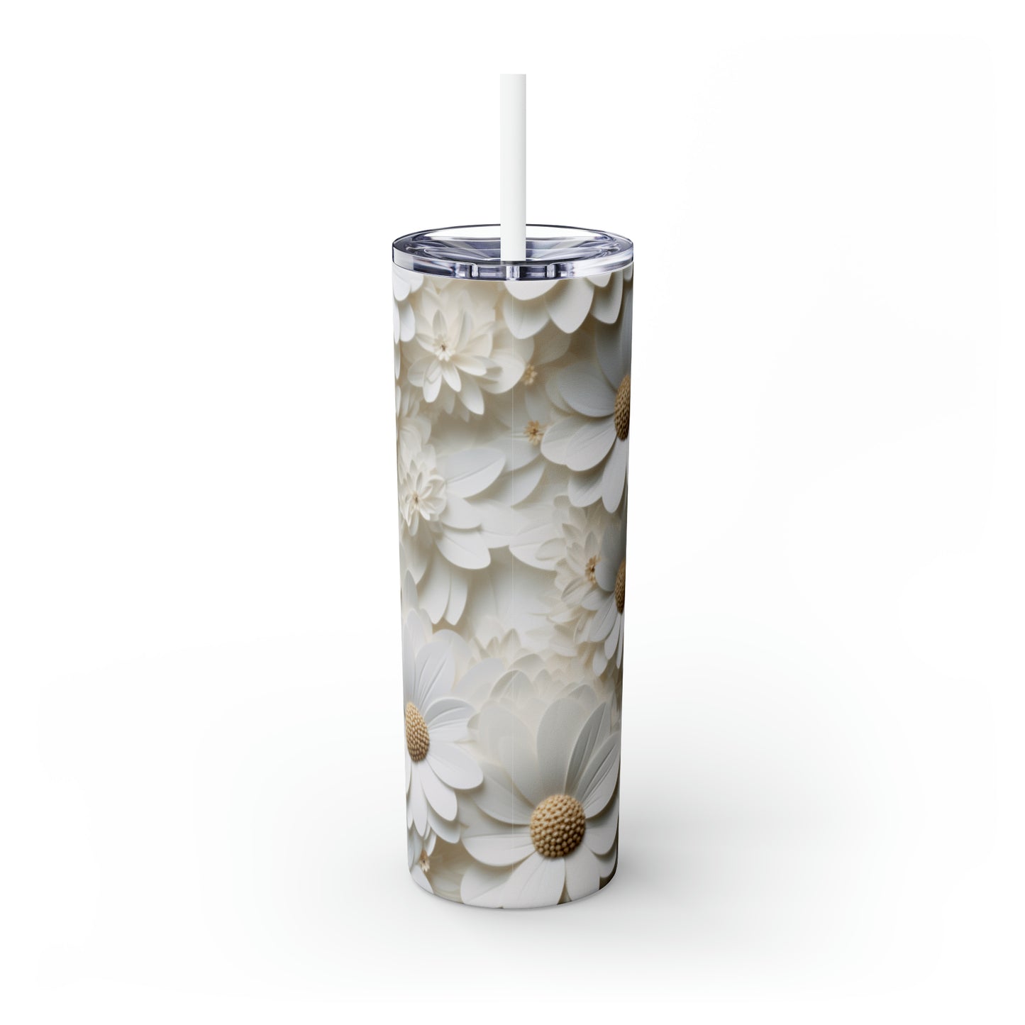 Skinny Tumbler with Straw, 20oz Daisy #2