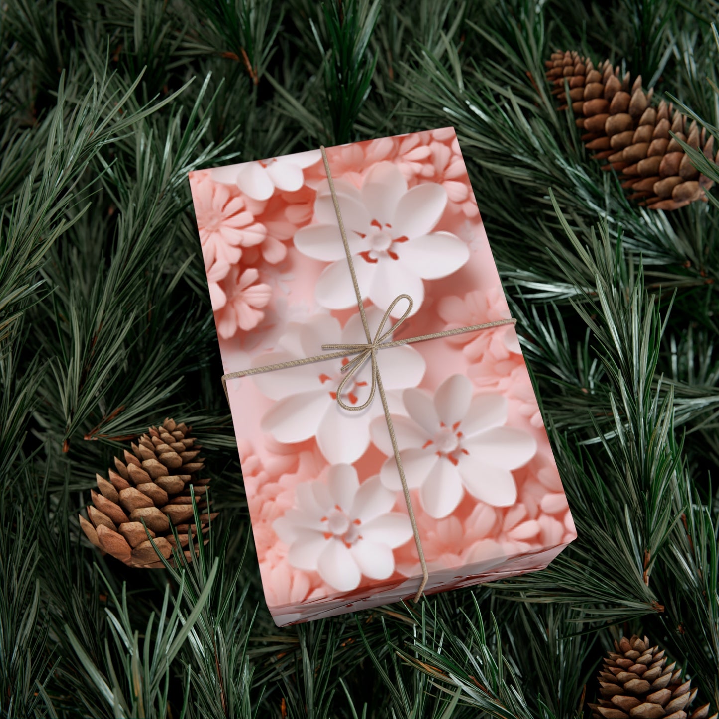 Gift Wrap Papers White and Pink Flowers