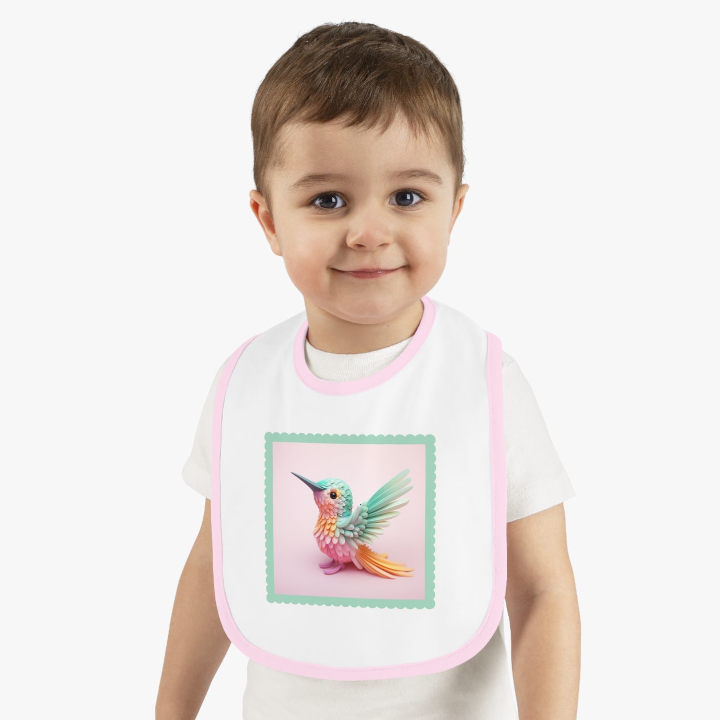 Baby Contrast Trim Jersey Bib Hummingbird 2