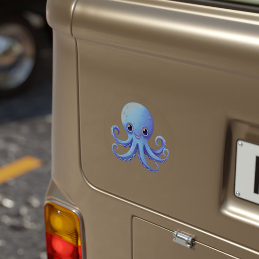 Transparent Outdoor Stickers, Round, 1pcs Octopus