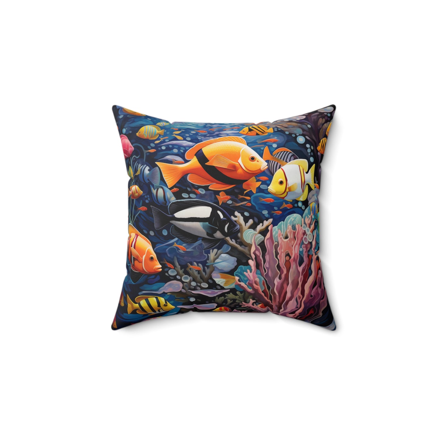 Spun Polyester Square Pillow Coral Reefer