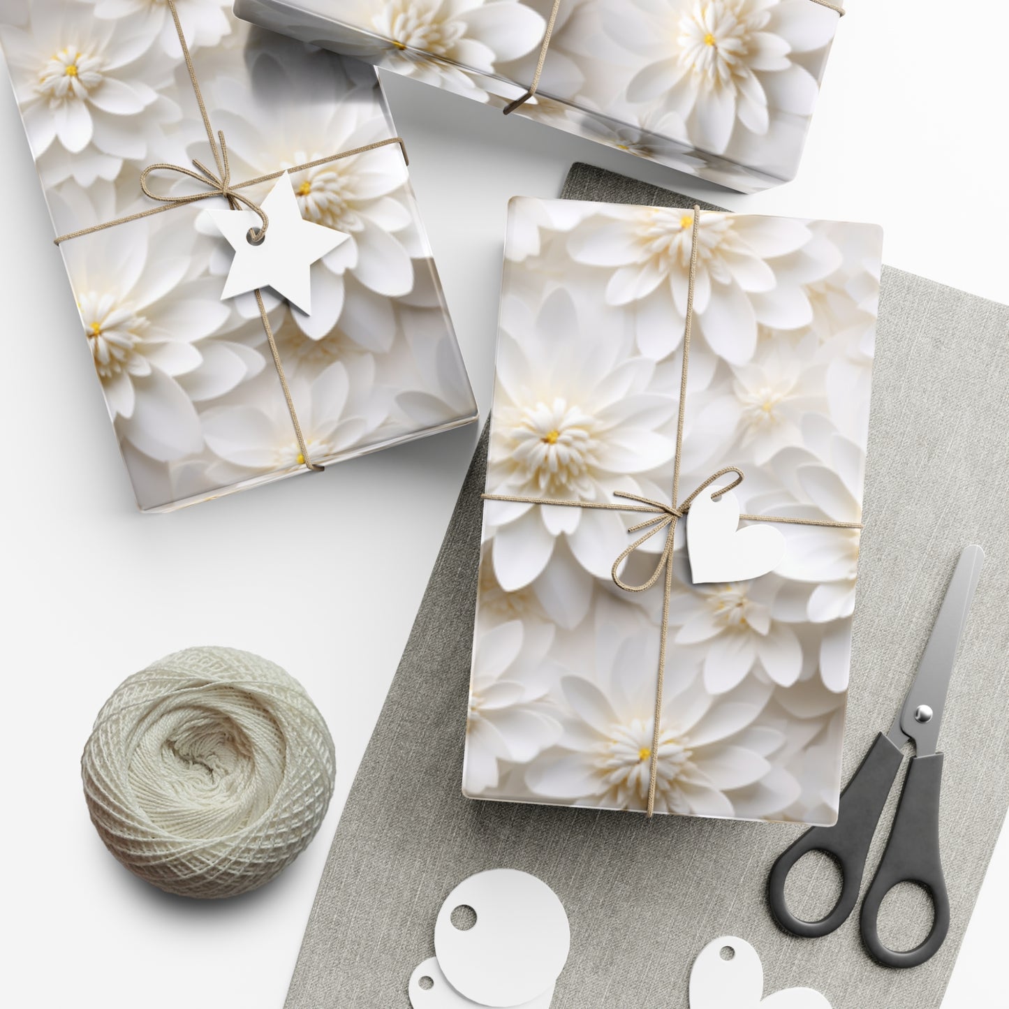 Gift Wrap Papers White Dahlia