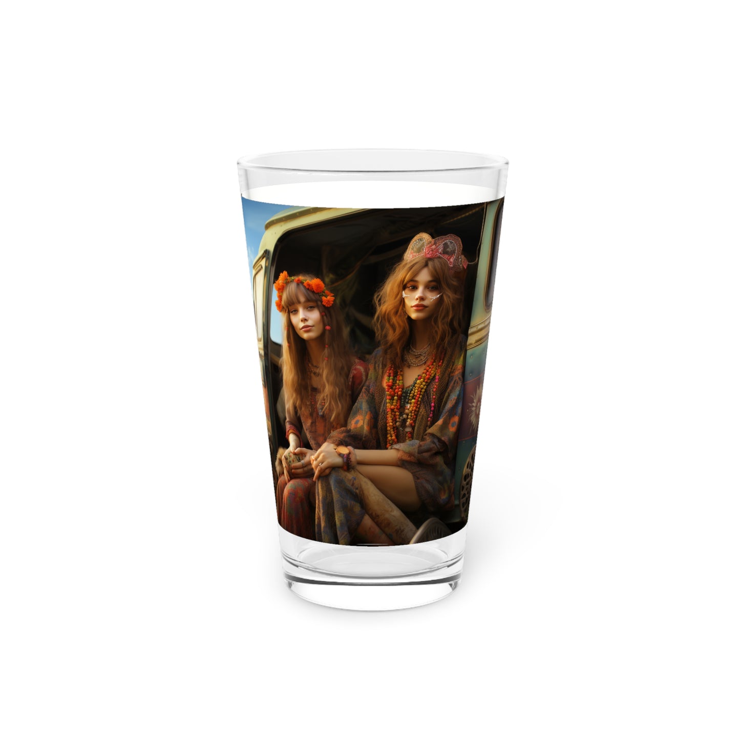 Pint Glass, 16oz Cowgirl & Hippie Girls